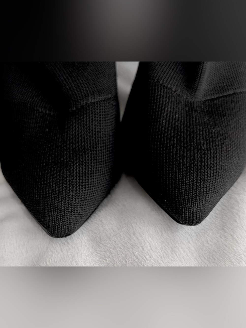 Fashion Nova Black Knit Over The Knee Stiletto Sock Boots - Size 6 - Picture 3 of 4
